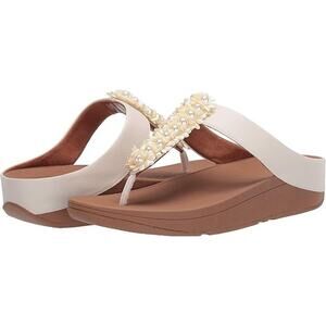 FitFlop Verna Ivory Beaded Pearl Petals Flip Flop Sandals Size 8 Comfort Wedding